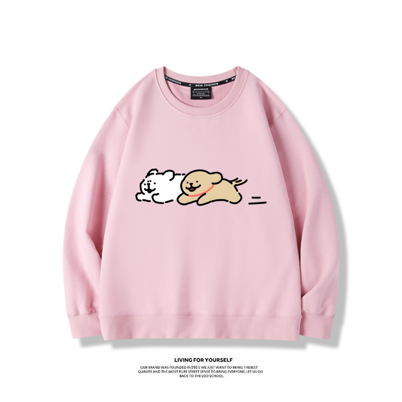 線條小狗2024親子情侶裝 圓領長袖