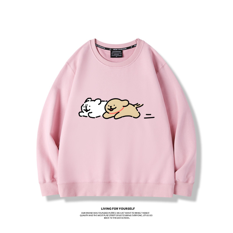 線條小狗2024親子情侶裝 圓領長袖