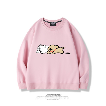 線條小狗2024親子情侶裝 圓領長袖