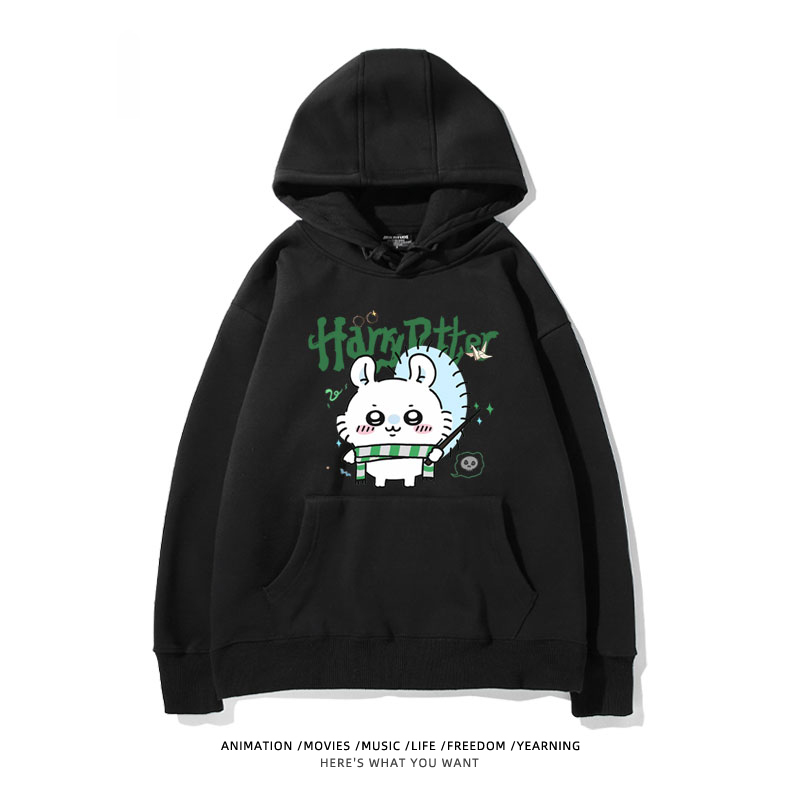 Chiikawa聯名衛衣2024秋冬新款親子情侶裝薄絨款連帽衛衣