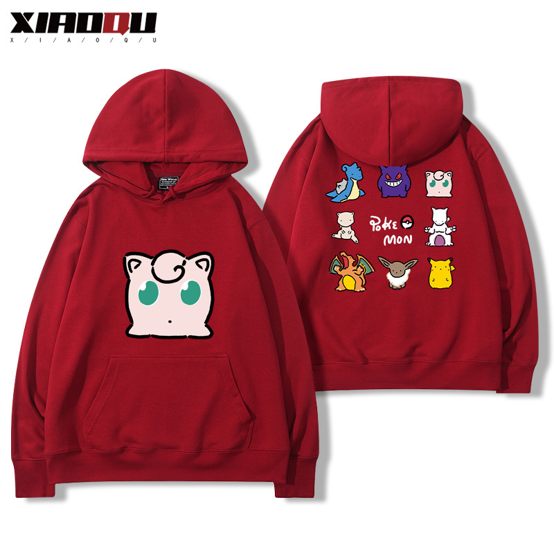 寶可夢聯名衛衣2024秋冬新款親子情侶裝薄絨款連帽衛衣