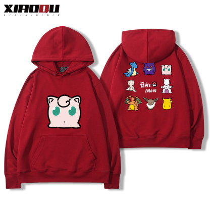 寶可夢聯名衛衣2024秋冬新款親子情侶裝薄絨款連帽衛衣