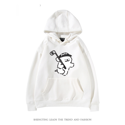 線條小狗 2024秋冬新款親子情侶裝薄絨款連帽衛衣