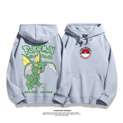 寶可夢聯名衛衣2023秋冬新款親子情侶裝薄絨款連帽衛衣