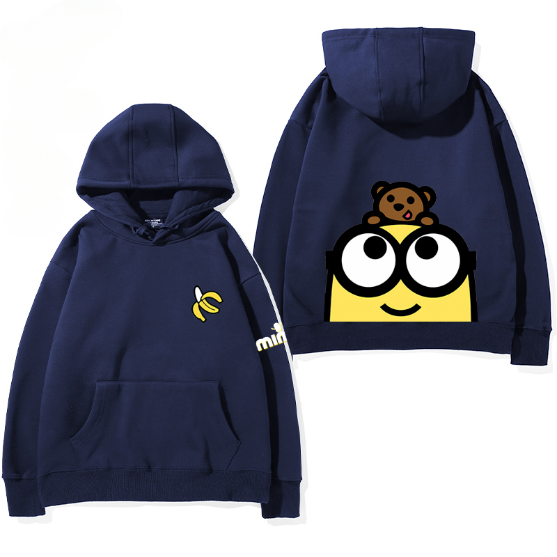 小黃人 聯名衛衣2024秋冬新款親子情侶裝薄絨款連帽衛衣