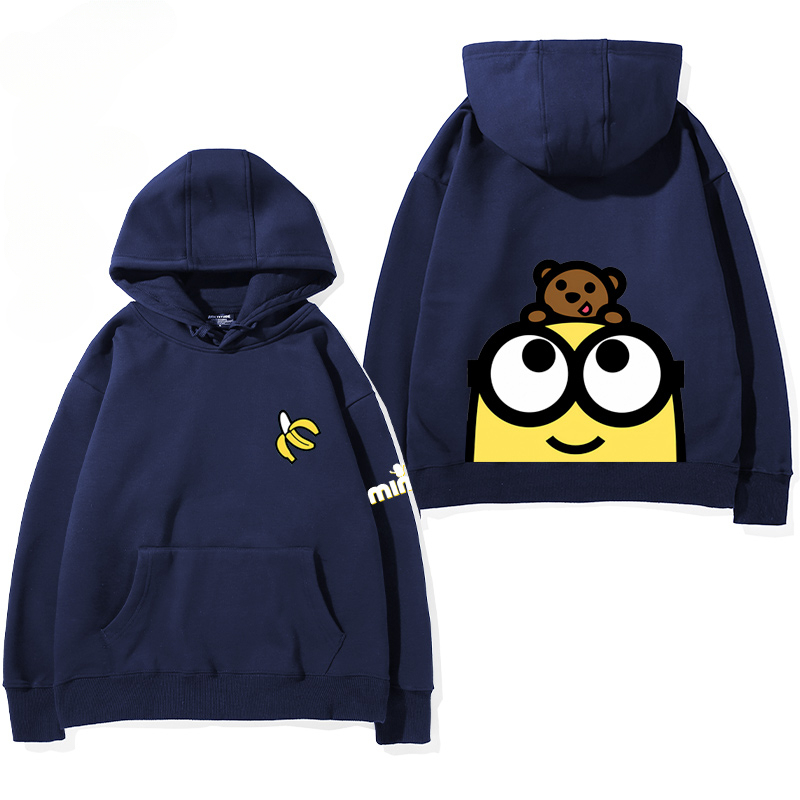 小黃人 聯名衛衣2024秋冬新款親子情侶裝薄絨款連帽衛衣