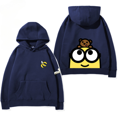 小黃人 聯名衛衣2024秋冬新款親子情侶裝薄絨款連帽衛衣