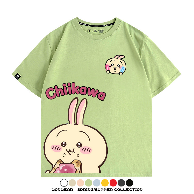 Chiikawa日系萌系吉伊卡哇可愛小八烏薩奇聯名短袖夏男T恤衫