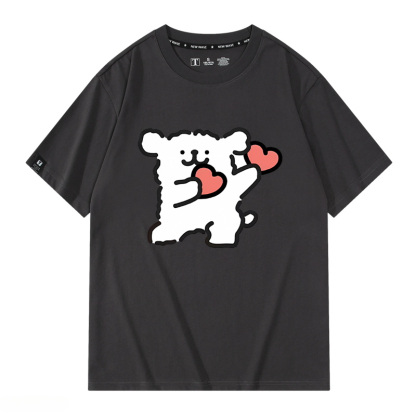 線條小狗 2024親子情侶男女同款 純棉T恤