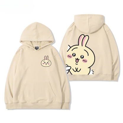 Chiikawa聯名衛衣2024秋冬新款親子情侶裝薄絨款連帽衛衣