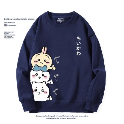 Chiikawa聯名衛衣2024秋冬新款親子情侶裝薄絨款連帽衛衣