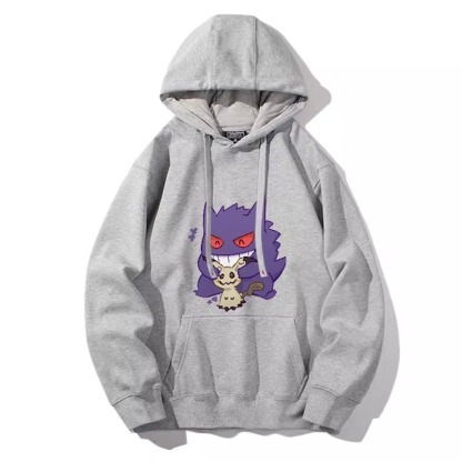 寶可夢聯名衛衣2024秋冬新款親子情侶裝薄絨款連帽衛衣