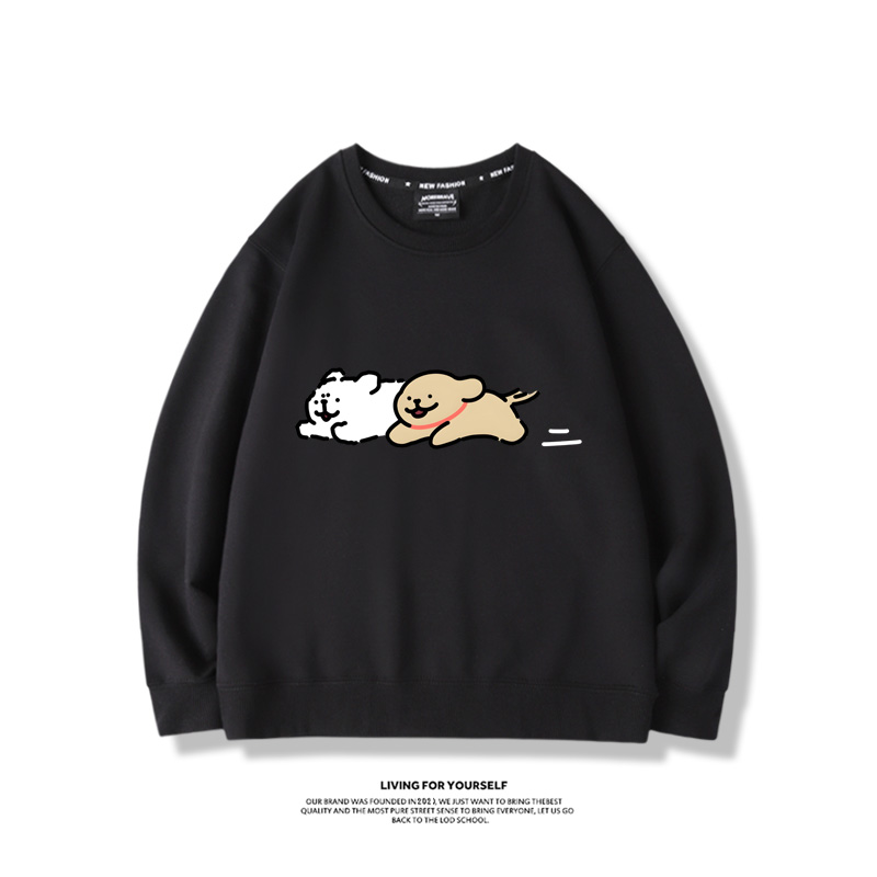 線條小狗2024親子情侶裝 圓領長袖