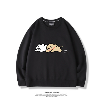 線條小狗2024親子情侶裝 圓領長袖