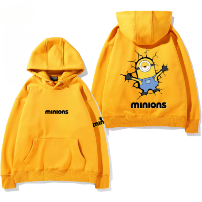 小黃人 聯名衛衣2024秋冬新款親子情侶裝薄絨款連帽衛衣