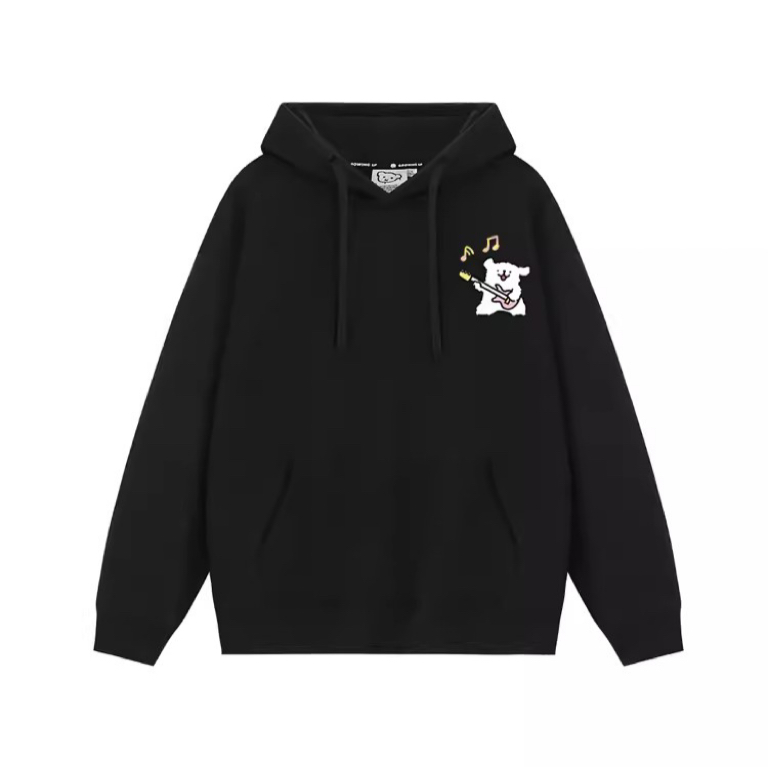 線條小狗音樂會聯名衛衣2024秋冬新款親子情侶裝薄絨款連帽衛衣