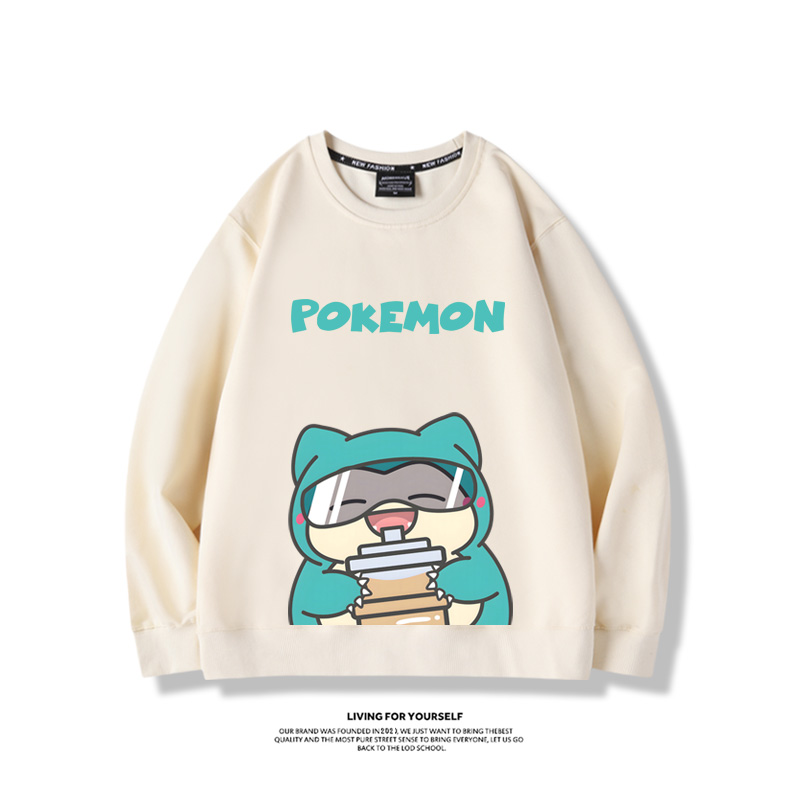 寶可夢喝奶茶2024親子情侶裝 圓領長袖