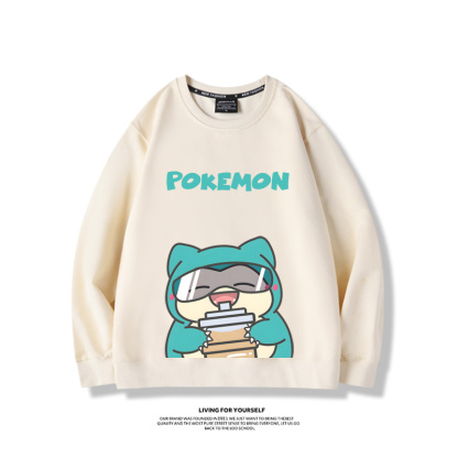 寶可夢喝奶茶2024親子情侶裝 圓領長袖