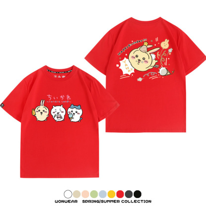 Chiikawa吉伊卡哇烏薩奇寶寶 親子情侶裝寬鬆短袖T