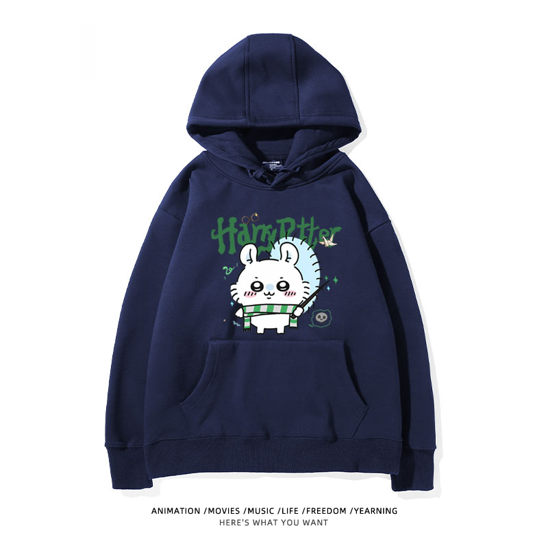 Chiikawa聯名衛衣2024秋冬新款親子情侶裝薄絨款連帽衛衣