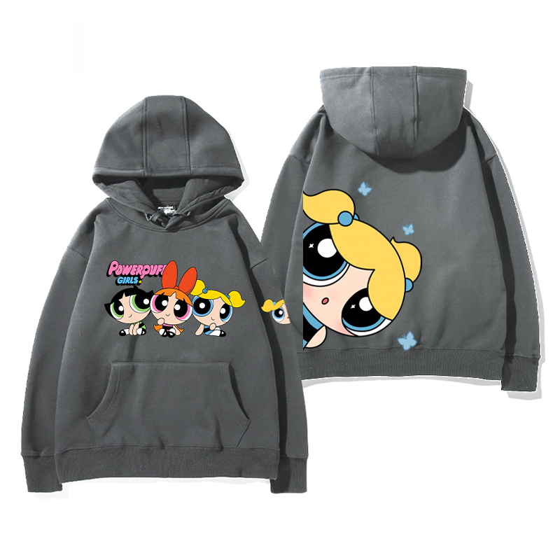 飛天小女警 2024秋冬新款親子情侶裝薄絨款連帽衛衣