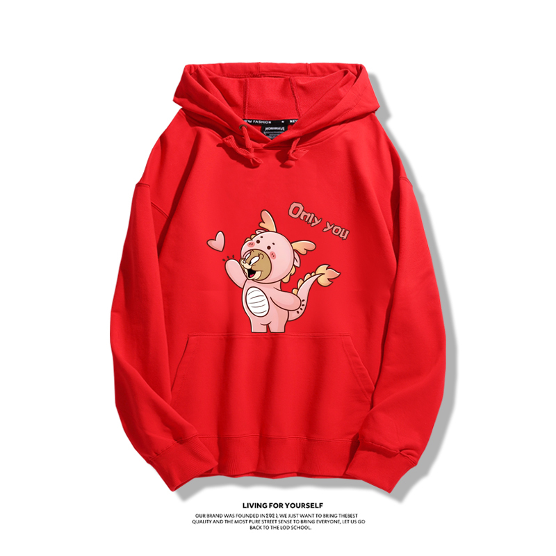 貓和老鼠聯名衛衣2023秋冬新款親子情侶裝薄絨款連帽衛衣