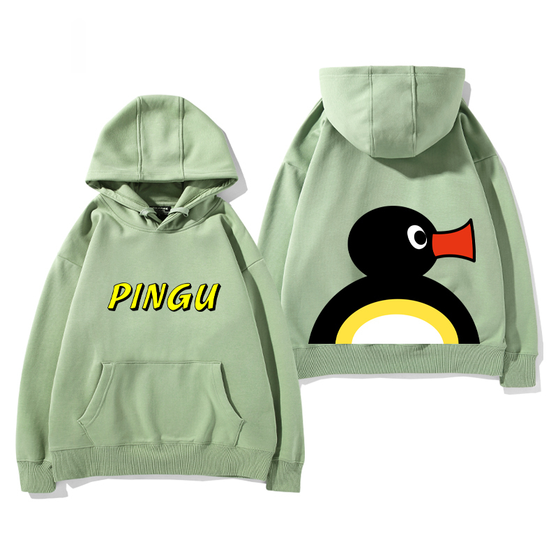企鵝家族PINGU 聯名衛衣2024秋冬新款親子情侶裝薄絨款連帽衛衣