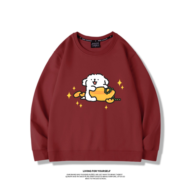 線條小狗2023親子情侶裝 圓領長袖