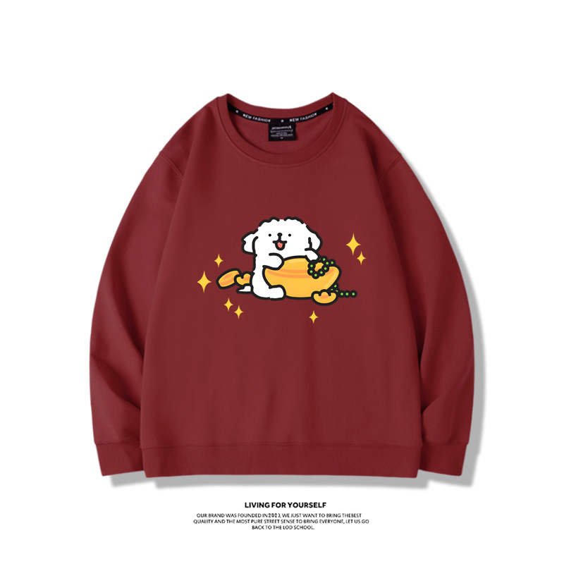 線條小狗2023親子情侶裝 圓領長袖