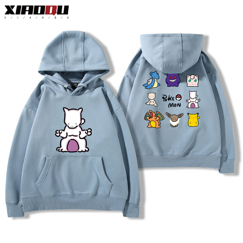 寶可夢聯名衛衣2024秋冬新款親子情侶裝薄絨款連帽衛衣