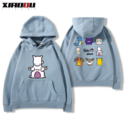 寶可夢聯名衛衣2024秋冬新款親子情侶裝薄絨款連帽衛衣