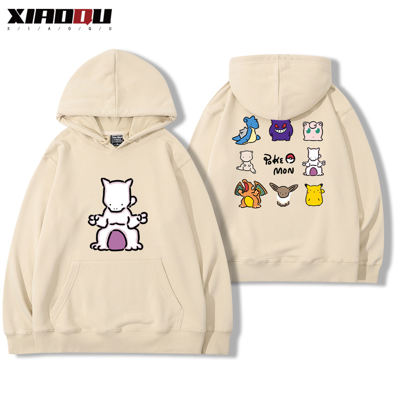 寶可夢聯名衛衣2024秋冬新款親子情侶裝薄絨款連帽衛衣