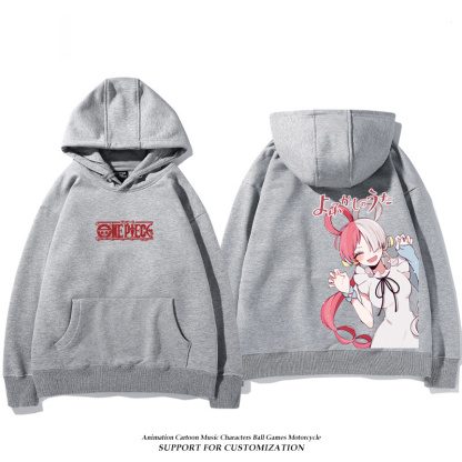 航海王紅髮歌姬烏塔 聯名衛衣2024秋冬新款親子情侶裝薄絨款連帽衛衣