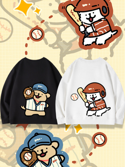 線條小狗2023親子情侶裝 圓領長袖