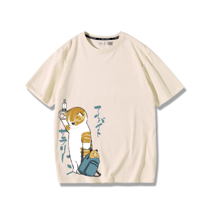 擠地鐵貓咪2024親子情侶男女同款 純棉T恤