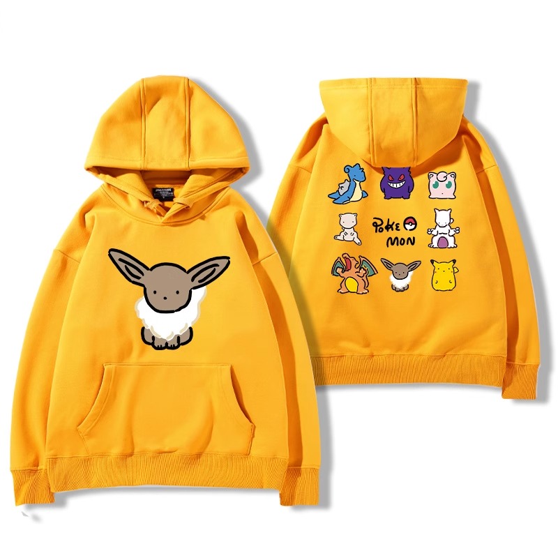 寶可夢聯名衛衣2024秋冬新款親子情侶裝薄絨款連帽衛衣