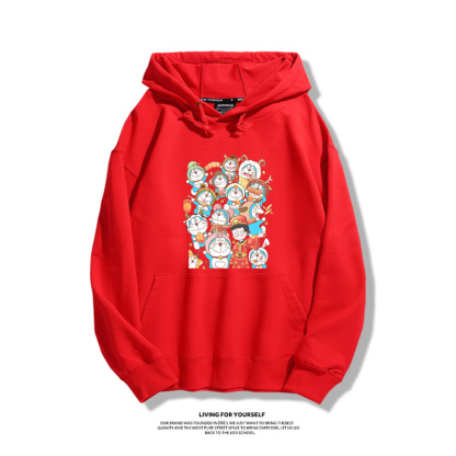 叮噹貓龍年聯名衛衣2024秋冬新款親子情侶裝薄絨款連帽衛衣