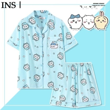 日系吉伊卡哇chiikawa睡衣女短袖T恤夏季純棉可愛烏薩奇家居服