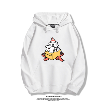 線條小狗聯名衛衣2023秋冬新款親子情侶裝薄絨款連帽衛衣