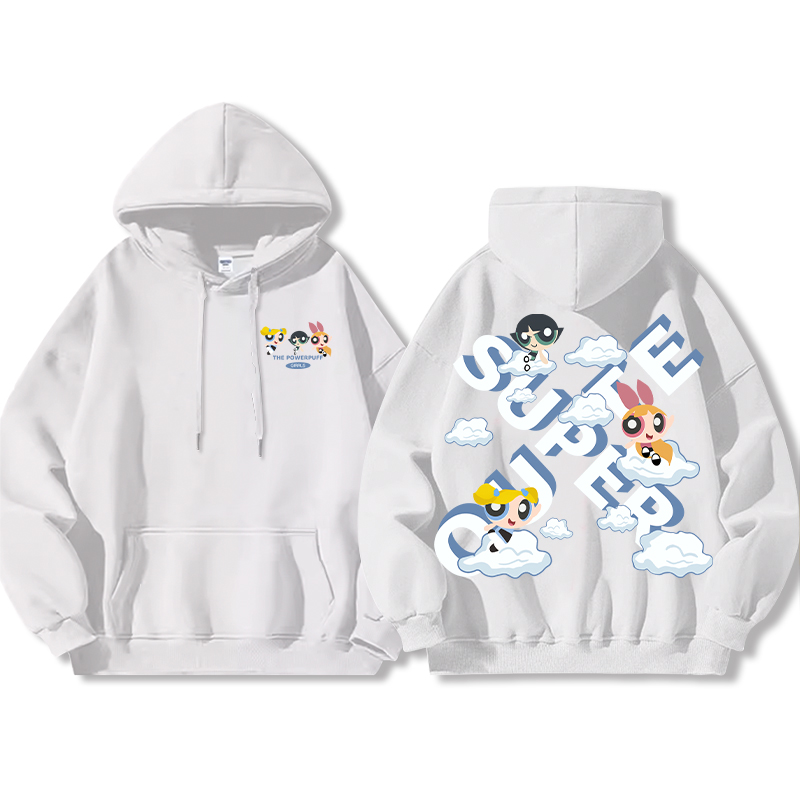 飛天小女警聯名衛衣女衛衣2024秋冬新款親子情侶裝薄絨款連帽衛衣