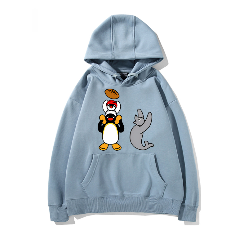 企鵝家族PINGU 聯名衛衣2024秋冬新款親子情侶裝薄絨款連帽衛衣
