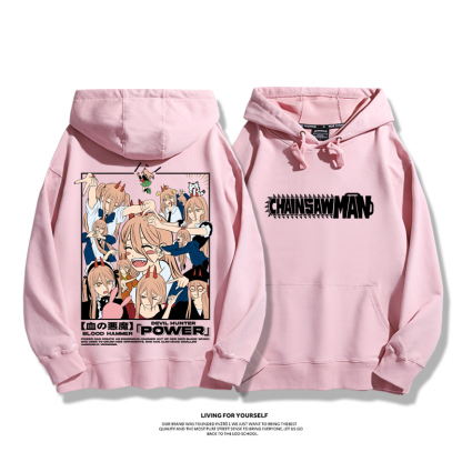 鏈鋸人帕瓦聯名衛衣2023秋冬新款親子情侶裝薄絨款連帽衛衣