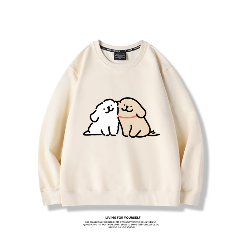 線條小狗2023親子情侶裝 圓領長袖