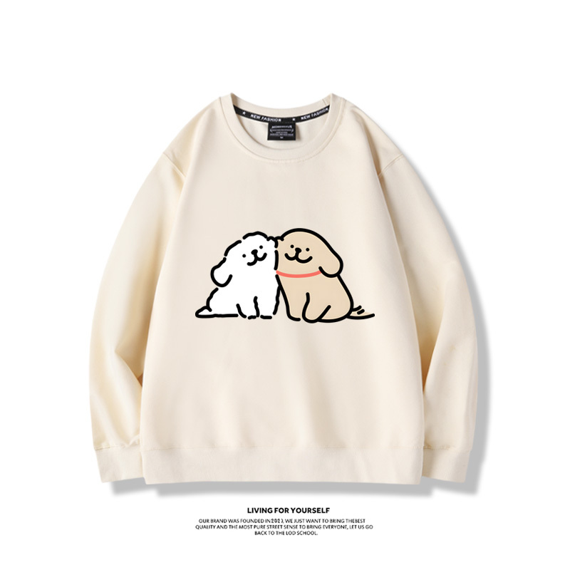 線條小狗2023親子情侶裝 圓領長袖