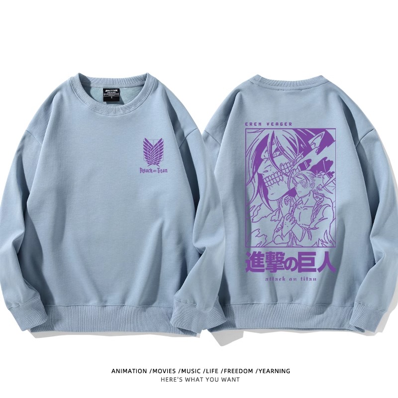 進擊的巨人 聯名衛衣2024秋冬新款親子情侶裝薄絨款連帽衛衣