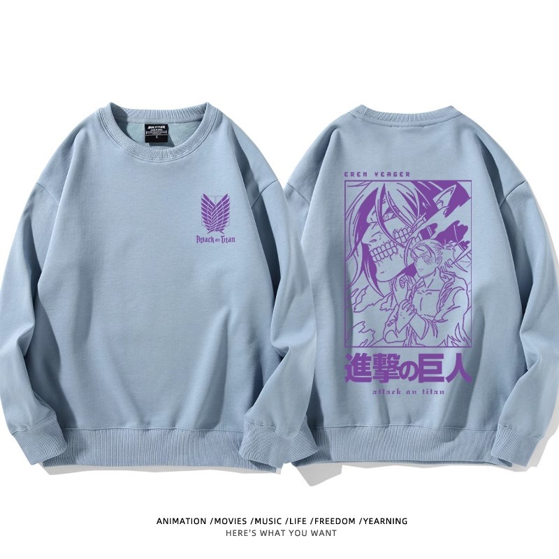 進擊的巨人 聯名衛衣2024秋冬新款親子情侶裝薄絨款連帽衛衣