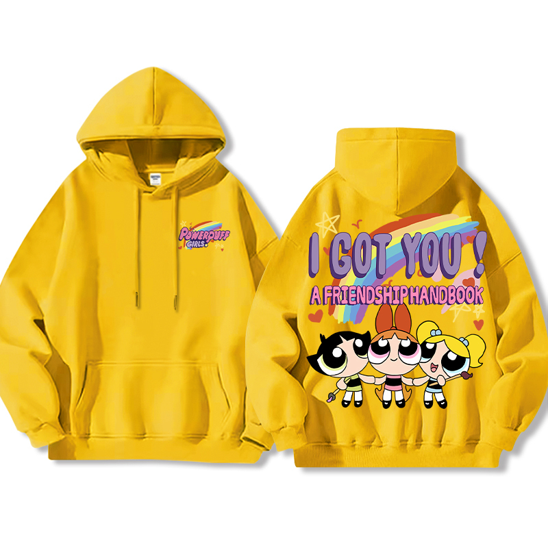 飛天小女警聯名衛衣女衛衣2024秋冬新款親子情侶裝薄絨款連帽衛衣