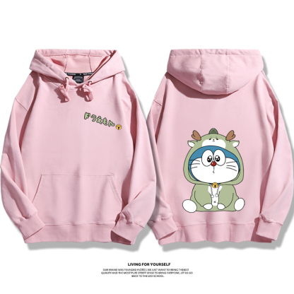 Q版龍年叮噹貓聯名衛衣2024秋冬新款親子情侶裝薄絨款連帽衛衣