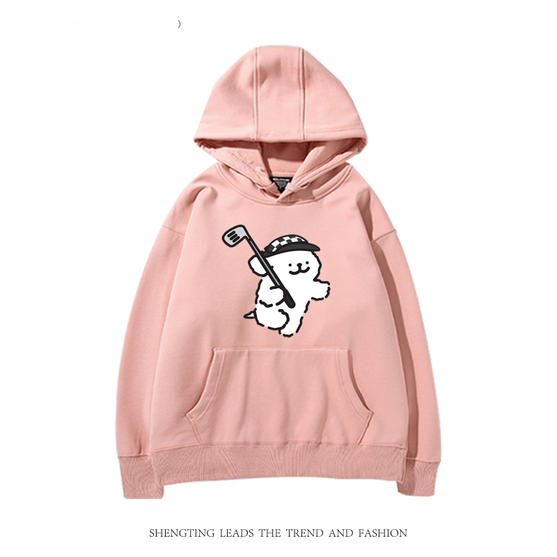 線條小狗 2024秋冬新款親子情侶裝薄絨款連帽衛衣