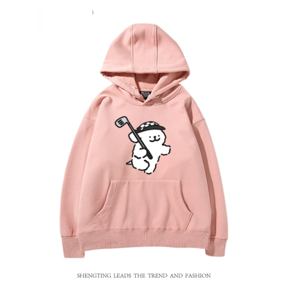 線條小狗 2024秋冬新款親子情侶裝薄絨款連帽衛衣